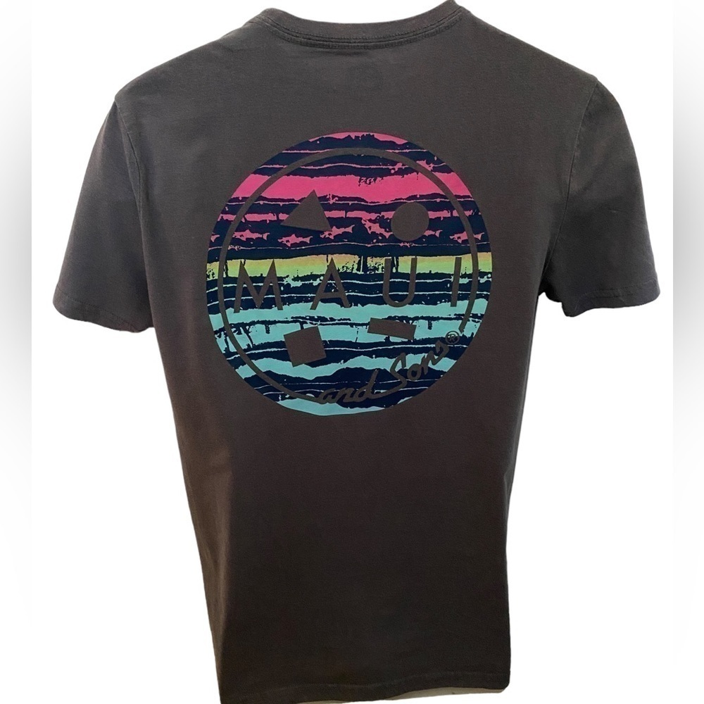 MAUI and SONS Multicolor Logo Grey Tee Shirt Men M Medium